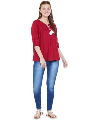 tassle tie up neck top - 16208503 - Standard Image - 4