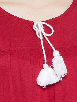 tassle tie up neck top - 16208503 - Standard Image - 5