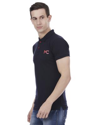 dark blue solid polo t-shirt - 16208886 - Standard Image - 2