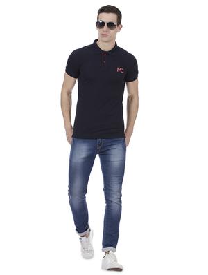 dark blue solid polo t-shirt - 16208886 - Standard Image - 4
