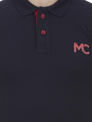 dark blue solid polo t-shirt - 16208886 - Standard Image - 5