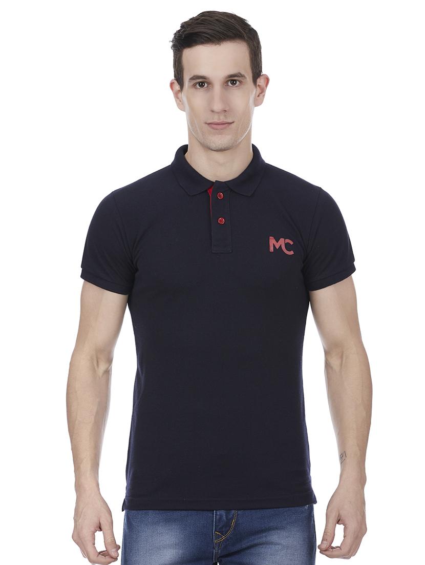 dark blue solid polo t-shirt - 16208886 - Zoom Image - 1