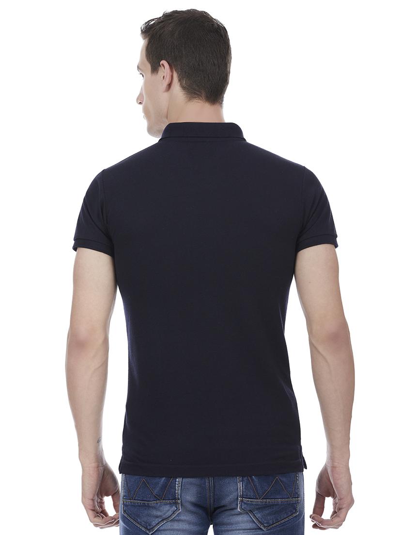 dark blue solid polo t-shirt - 16208886 - Zoom Image - 3