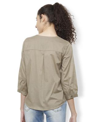 buttoned up v neck top - 16209051 - Standard Image - 3