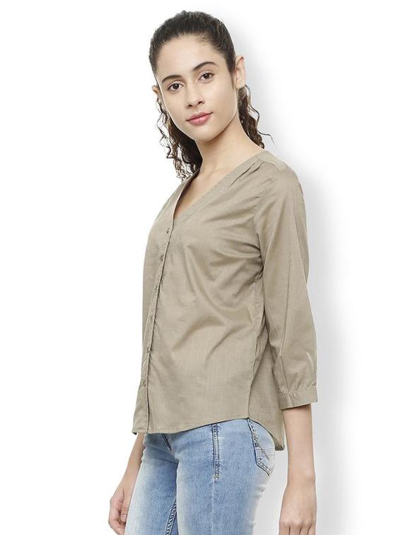 buttoned up v neck top - 16209051 - Zoom Image - 2