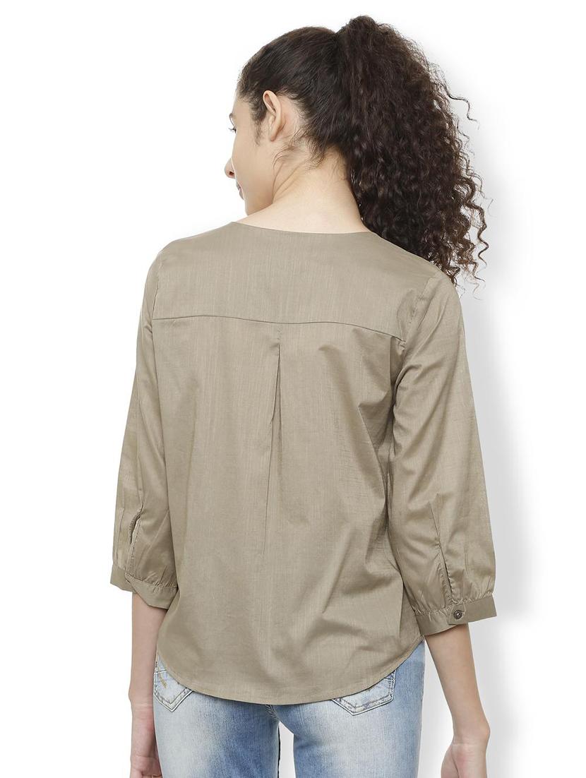 buttoned up v neck top - 16209051 - Zoom Image - 3