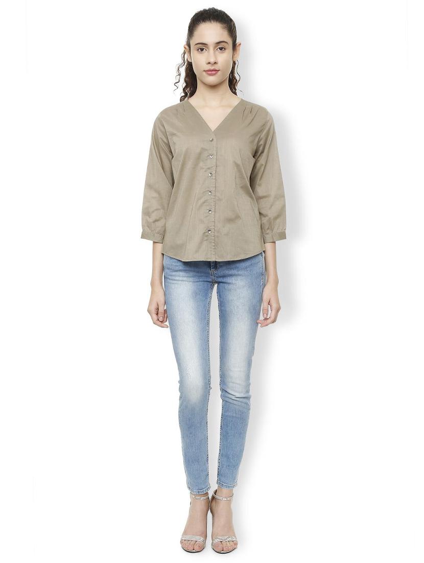 buttoned up v neck top - 16209051 - Zoom Image - 4