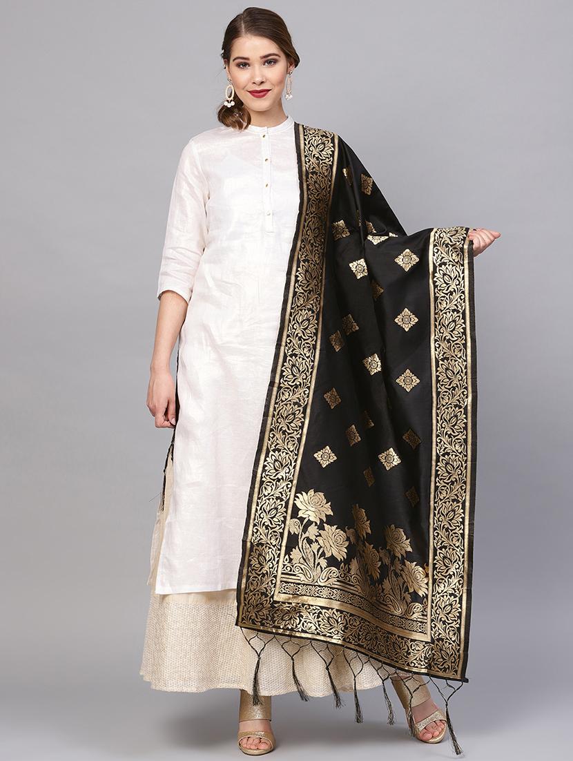 floral zari motifs banarasi dupatta - 16209699 - Zoom Image - 1
