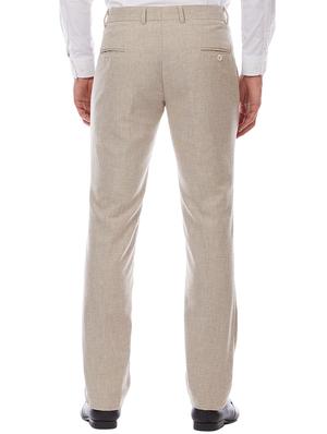 beige solid flat front formal trouser - 16214435 - Standard Image - 3