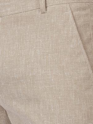 beige solid flat front formal trouser - 16214435 - Standard Image - 4