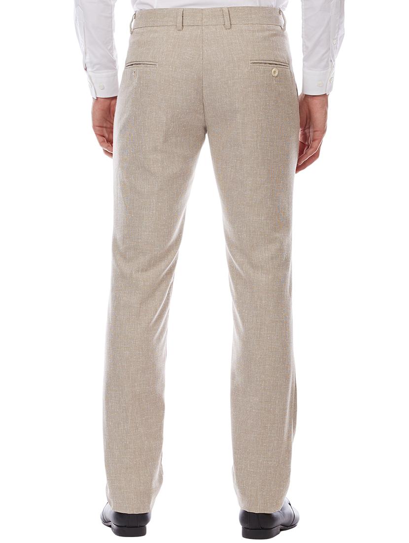 beige solid flat front formal trouser - 16214435 - Zoom Image - 3