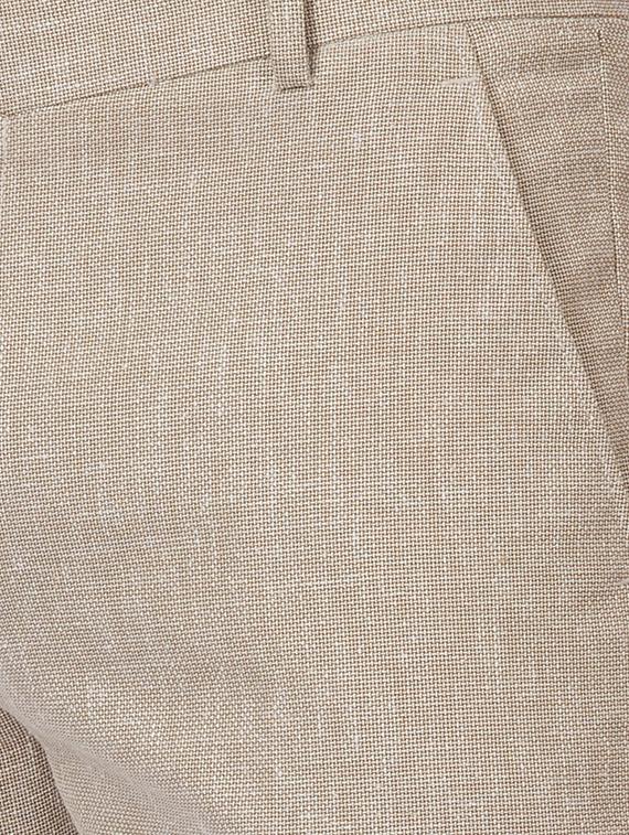 beige solid flat front formal trouser - 16214435 - Zoom Image - 4