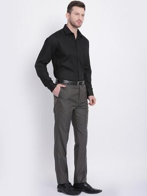 black solid formal shirt - 16215054 - Standard Image - 4
