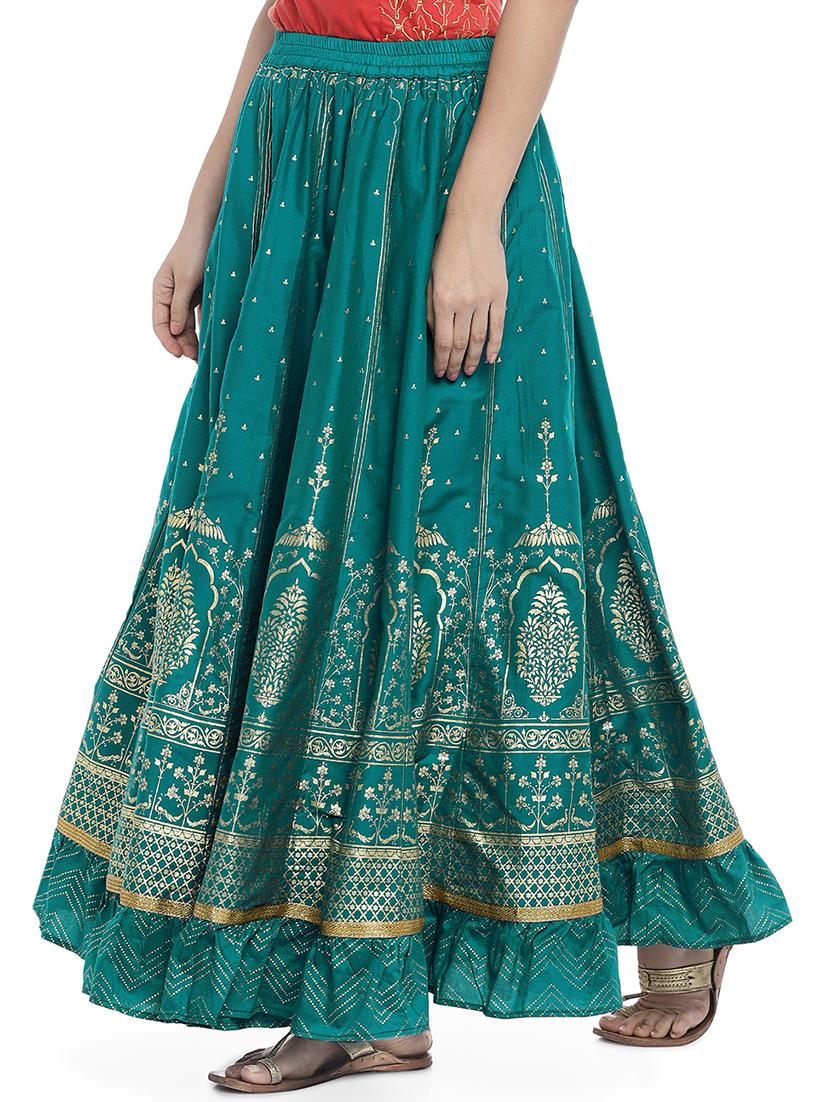 foil printed flared skirt - 16215207 - Zoom Image - 2