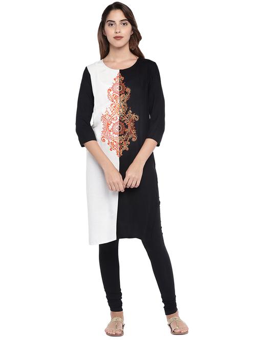 contrast straight kurta - 16215228 - Standard Image - 1
