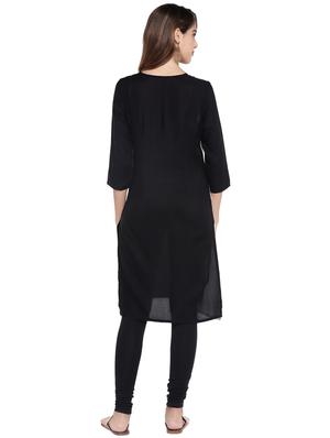 contrast straight kurta - 16215228 - Standard Image - 3