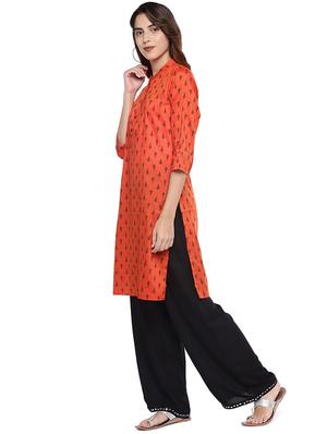printed straight kurta - 16215238 - Standard Image - 2