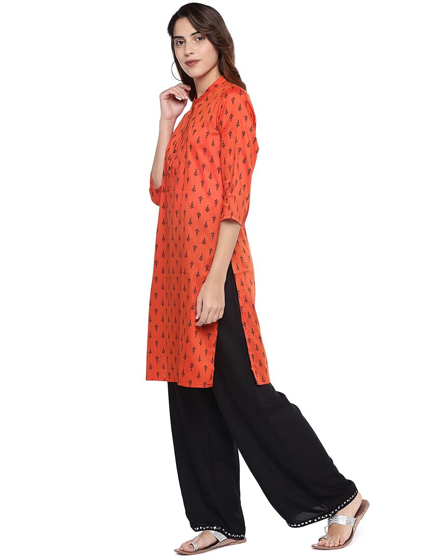 printed straight kurta - 16215238 - Zoom Image - 2