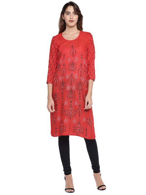 printed straight kurta - 16215248 - Standard Image - 1