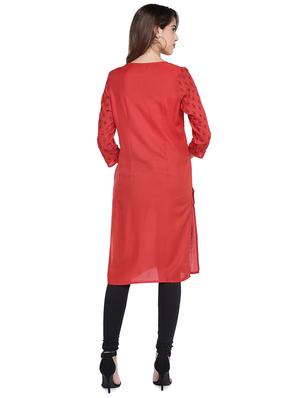 printed straight kurta - 16215248 - Standard Image - 3