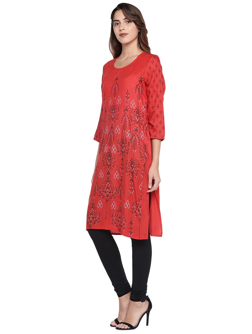 printed straight kurta - 16215248 - Zoom Image - 2