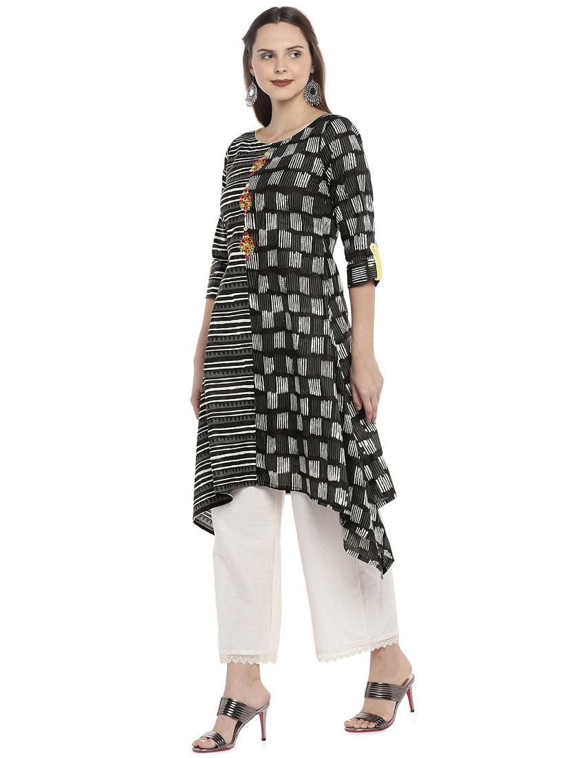 printed asymmetric kurta - 16215270 - Zoom Image - 2