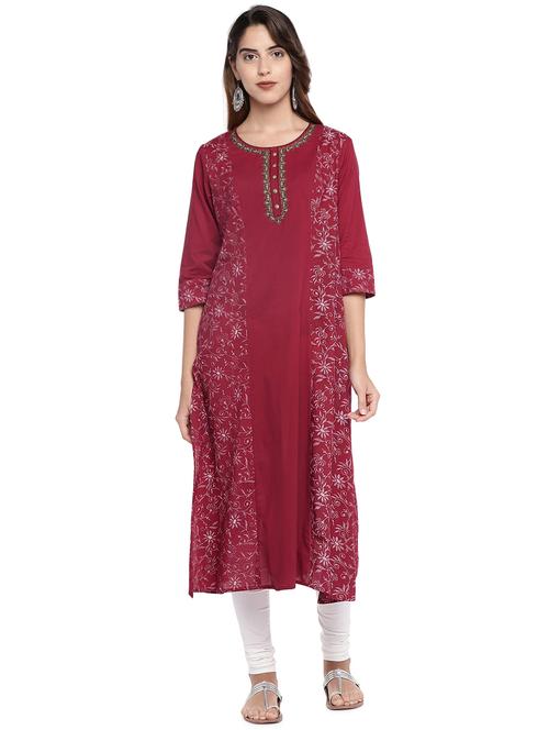 embroidered straight kurta - 16215286 - Standard Image - 1