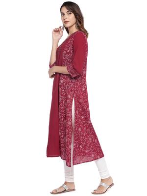 embroidered straight kurta - 16215286 - Standard Image - 2