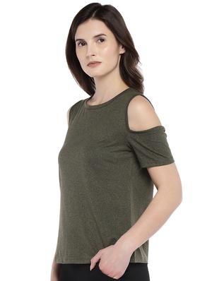 solid cold shoulder top - 16215372 - Standard Image - 2
