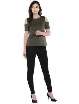 solid cold shoulder top - 16215372 - Standard Image - 4