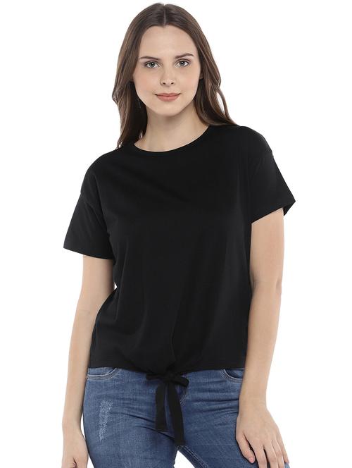 tie knot hem crew neck top - 16215373 - Standard Image - 1