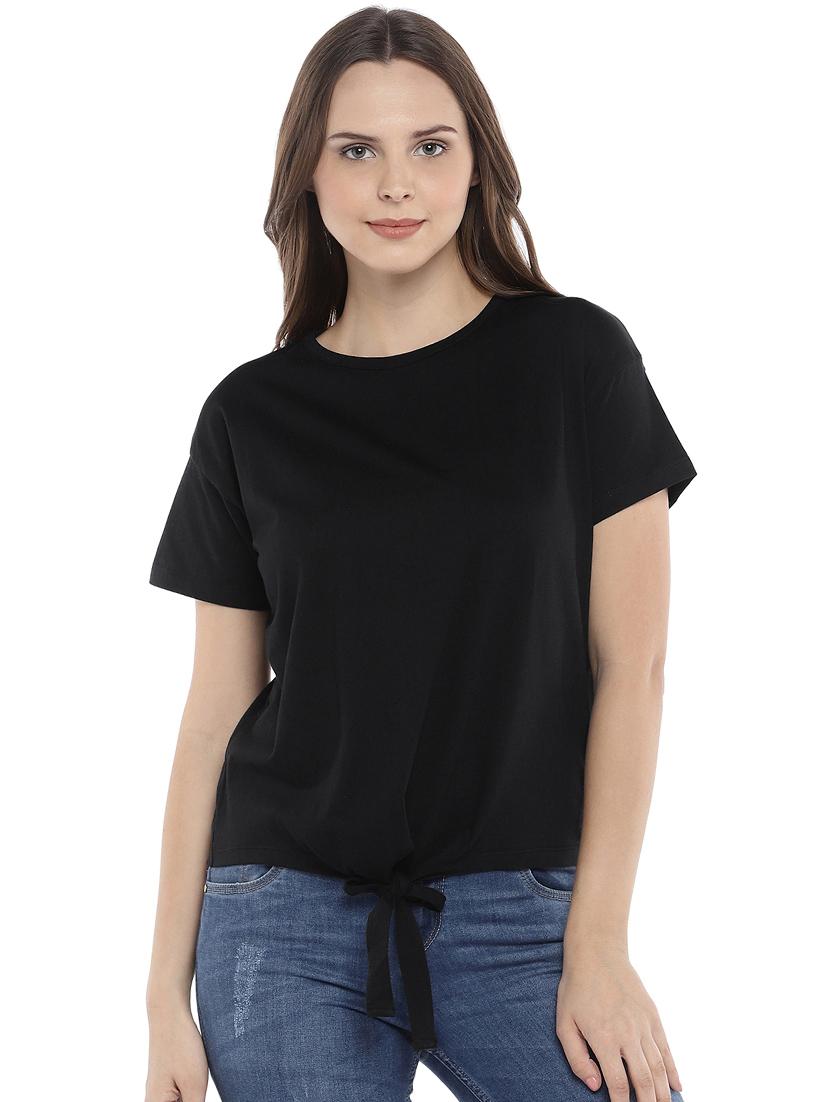 tie knot hem crew neck top - 16215373 - Zoom Image - 1