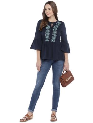 bell sleeved embroidered gathered top - 16215389 - Standard Image - 4
