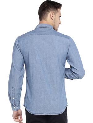 blue solid casual shirt - 16215401 - Standard Image - 3