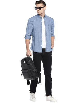 blue solid casual shirt - 16215401 - Standard Image - 4