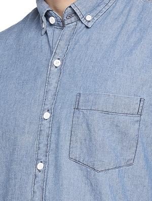 blue solid casual shirt - 16215401 - Standard Image - 5