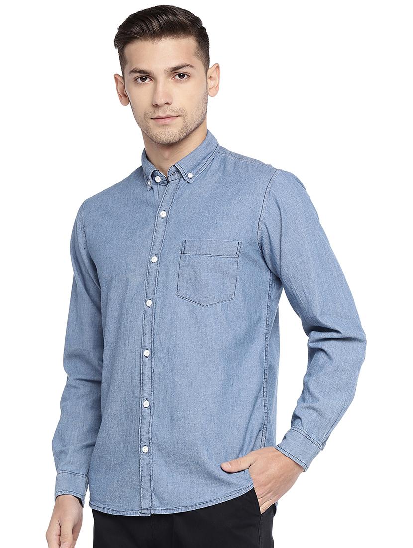 blue solid casual shirt - 16215401 - Zoom Image - 2