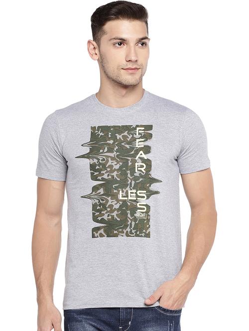 grey chest print t-shirt - 16215439 - Standard Image - 1
