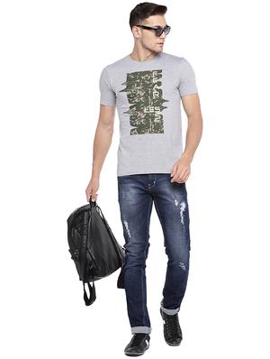 grey chest print t-shirt - 16215439 - Standard Image - 4