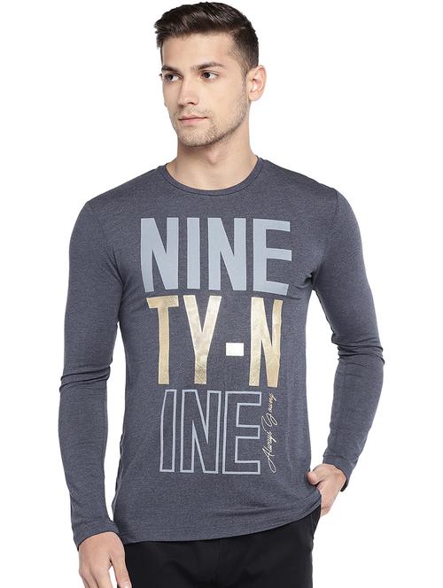 blue typographic front print t-shirt - 16215480 - Standard Image - 1