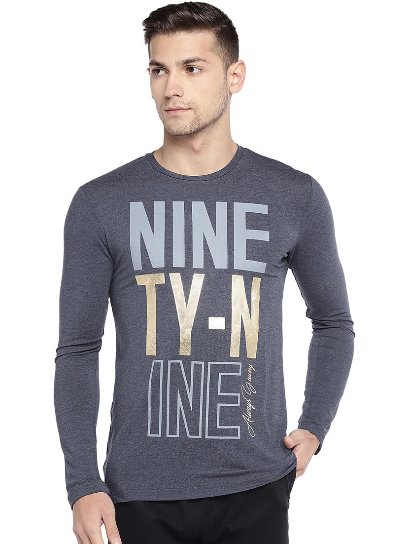 blue typographic front print t-shirt - 16215480 - Zoom Image - 1