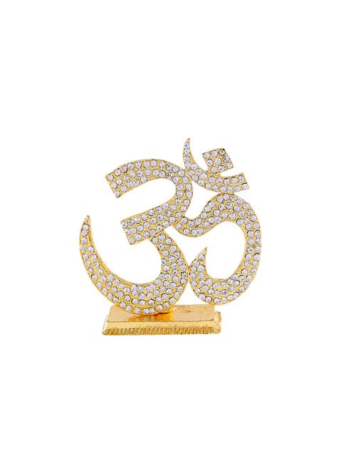 gold plated om symbol car dashboard god idol statue hindu figurine showpiece and home decor gift . - 16216303 - Standard Image - 1