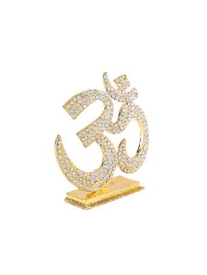 gold plated om symbol car dashboard god idol statue hindu figurine showpiece and home decor gift . - 16216303 - Standard Image - 2