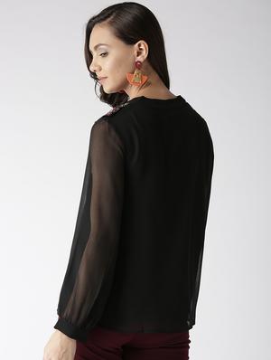 sheer sleeve ruffled top - 16216617 - Standard Image - 3