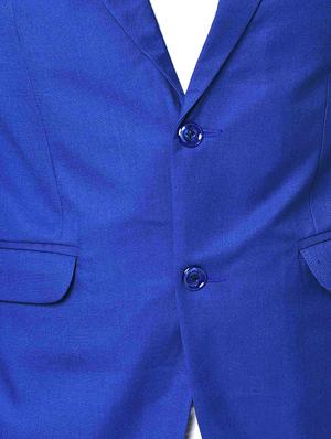 blue solid single breasted casual blazer - 16216835 - Standard Image - 4