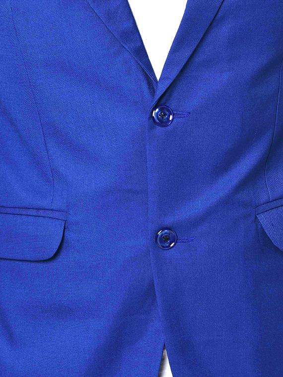 blue solid single breasted casual blazer - 16216835 - Zoom Image - 4