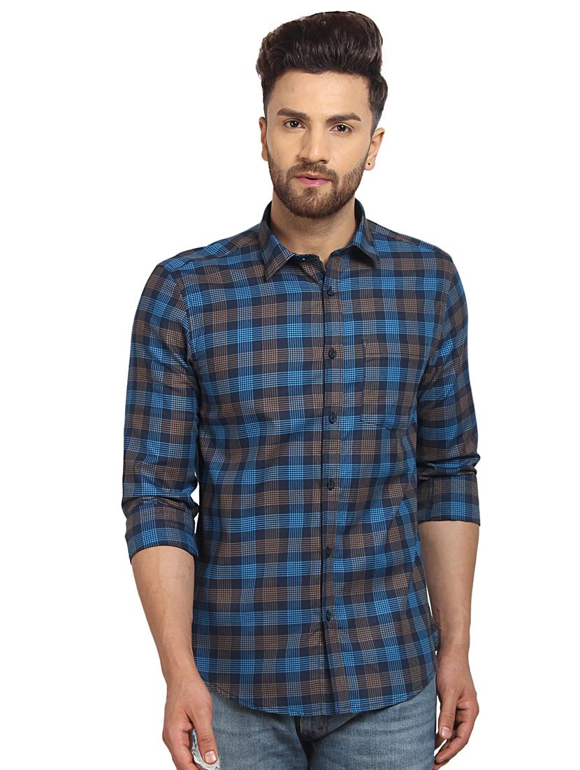 blue checkered casual shirt - 16217461 - Zoom Image - 1