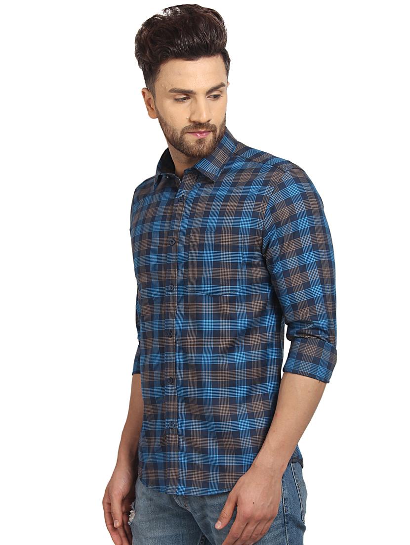 blue checkered casual shirt - 16217461 - Zoom Image - 2