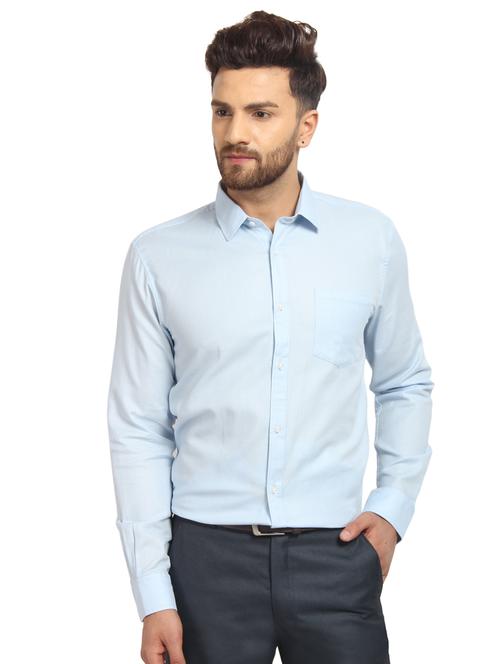 blue solid formal shirt - 16217499 - Standard Image - 1