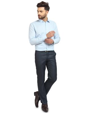 blue solid formal shirt - 16217499 - Standard Image - 4